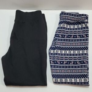 Girl's Fleece Lined Leggings And Fleece Sweatpants Size 10-12 Lot Of 2 Fair Isle